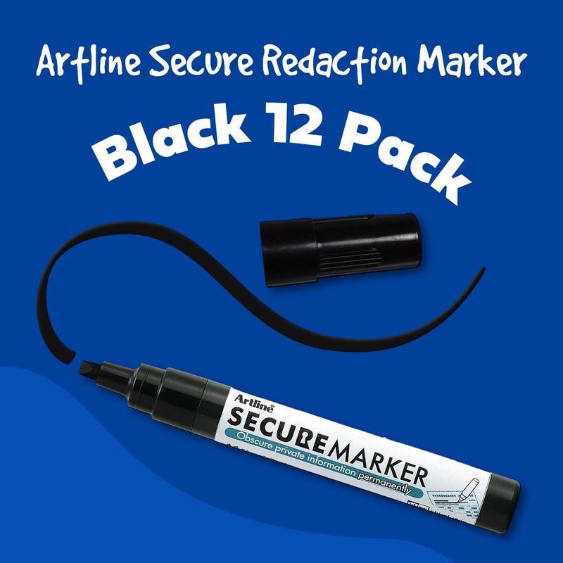 Artline Redaction Marker Privacy Blackout Redacting Pen for Documents & Mail, Black Out Private Information, Redacting Marker Helps Prevent Identity Theft, 12 Pack - Image 2